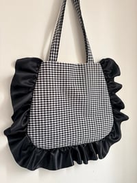 Image 1 of Monochrome Gingham Ruffle Tote 🖤🤍