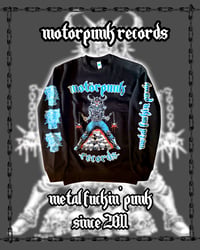 Image 2 of Motorpunk Records Crew Neck Sweater; Official 15 Year Anniversary Design