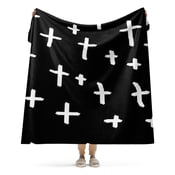 Image of white cross Sherpa blanket