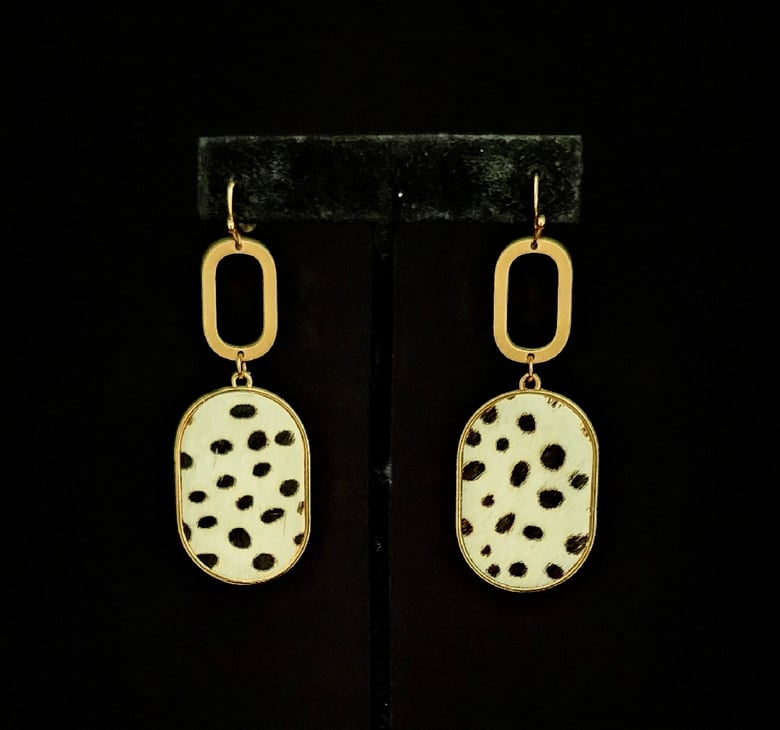 Image of Cow Print Pierced Earrings 
