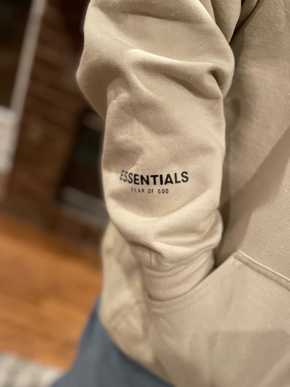 ESSENTIALS Medium String/Tan Applique Logo deals Hoodie