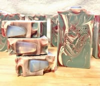 Image 1 of Oatmeal Bar Soaap with Aquamarine Stone