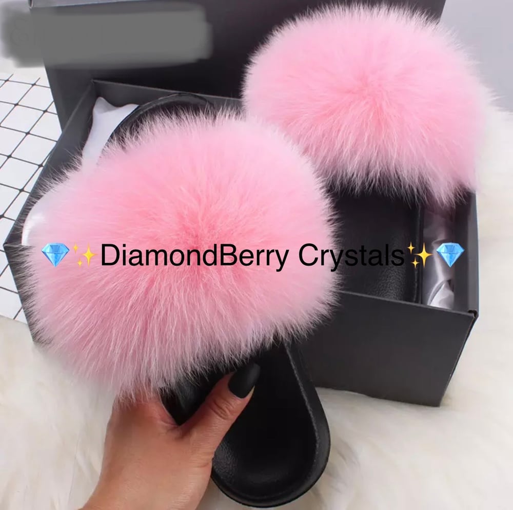 Image of Real Fox Fur Slides