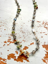Image 4 of labradorite and moonstone necklace in sterling silver and 10k gold