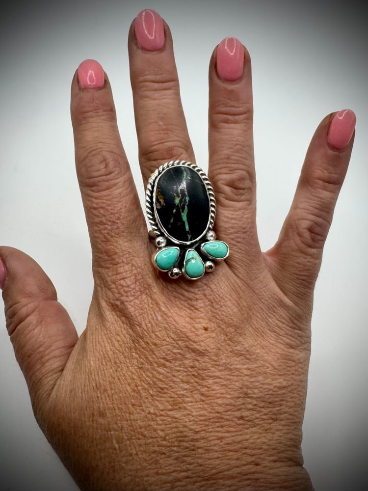 Image of Blackjack & Nevada Turquoise Ring - adjustable