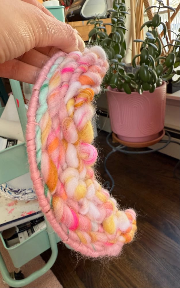 Pink Candy moon. Woven wall hanging.