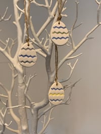 Image 4 of Handmade Ceramic Zig Zag Easter Eggs (Set of 3)
