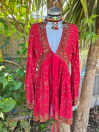 Image 4 of Sienna Glitter wrap dress - red