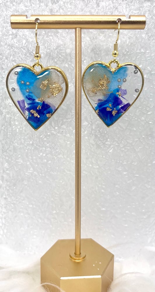 Image of BLUE OCEAN FLORAL DANGLES