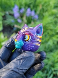 Image 2 of Orange Purple Kitty Face Pendant