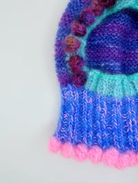 Image 4 of Sofie And Iris Striped Dark and Blue, Pink, Blue and Turquoise Mohair Balaclava