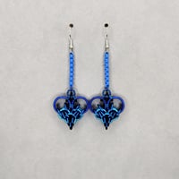 Blue Moon Chainmaille Heart Earrings