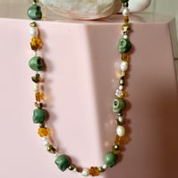 Image 4 of Green Skull and Flower One of a Kind Necklace