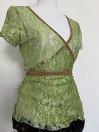 Image 3 of 00s Green lace top // M