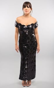 Image of Animal Attraction 1980s Black Sequin Evening Dress