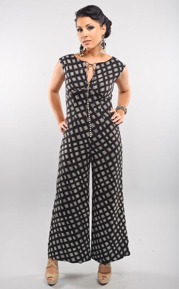 Bowbari — 70s Black and White Jumpsuit with 