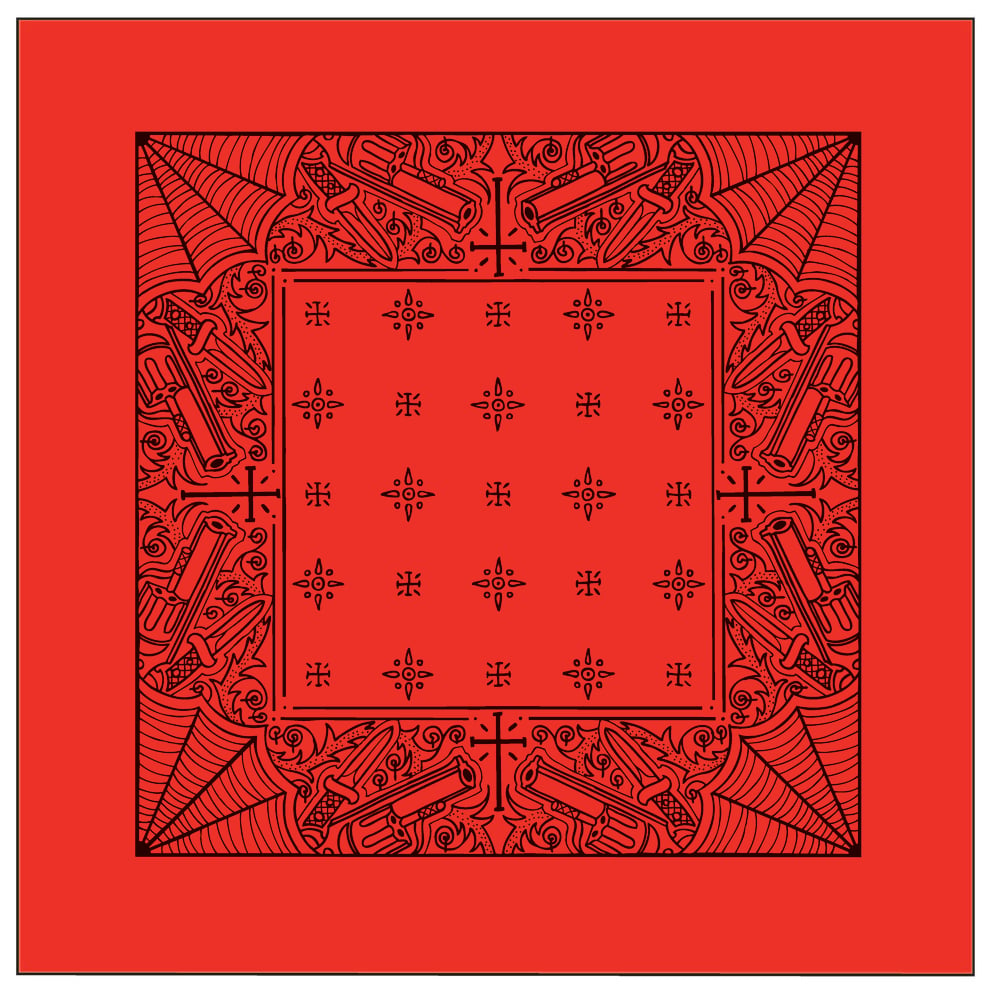 Image of Bandana black on red