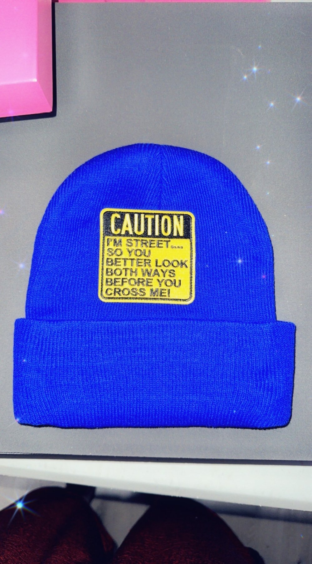 Image of Caution im street beanie hat