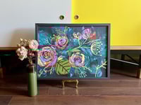 Image 1 of Framed Abstract Floral on Canvas