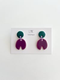 Paire de boucles d'oreilles céramique TOTEM PATA canard et violet