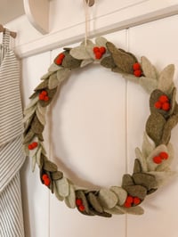 Image 1 of Felt Foliage & berry wreath