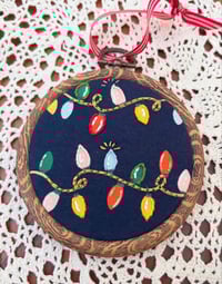 Image 1 of 3.5” Blue string of lights ornament