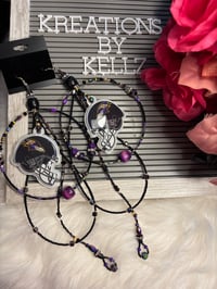 Image 2 of LARGE HOOP Ravens Earrings 4