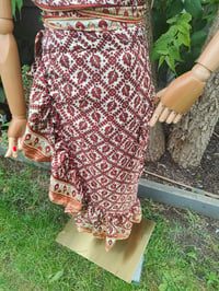 Image 9 of Pasha Co ord set top and frill wrap skirt - Brown