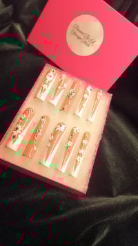 Image 1 of 3XL Hard Gel French w/3D Flowers