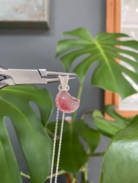 Image 3 of Silver Strawberry Quartz Moon Crystal Necklace