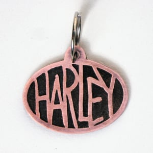 Image of Custom Handmade Etched Copper Dog ID Tag - Spindly Design