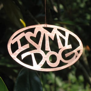 Image of Custom Handmade Copper Christmas Ornament - I Heart My Pet