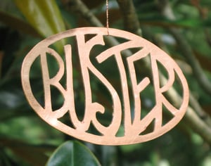 Image of Custom Handmade Copper Christmas Ornament - Cut-Out with Your Pet's Name