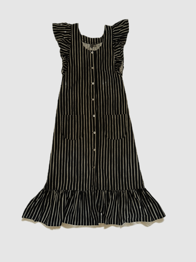 1970s Marimekko stripe flutter sleeve dress 