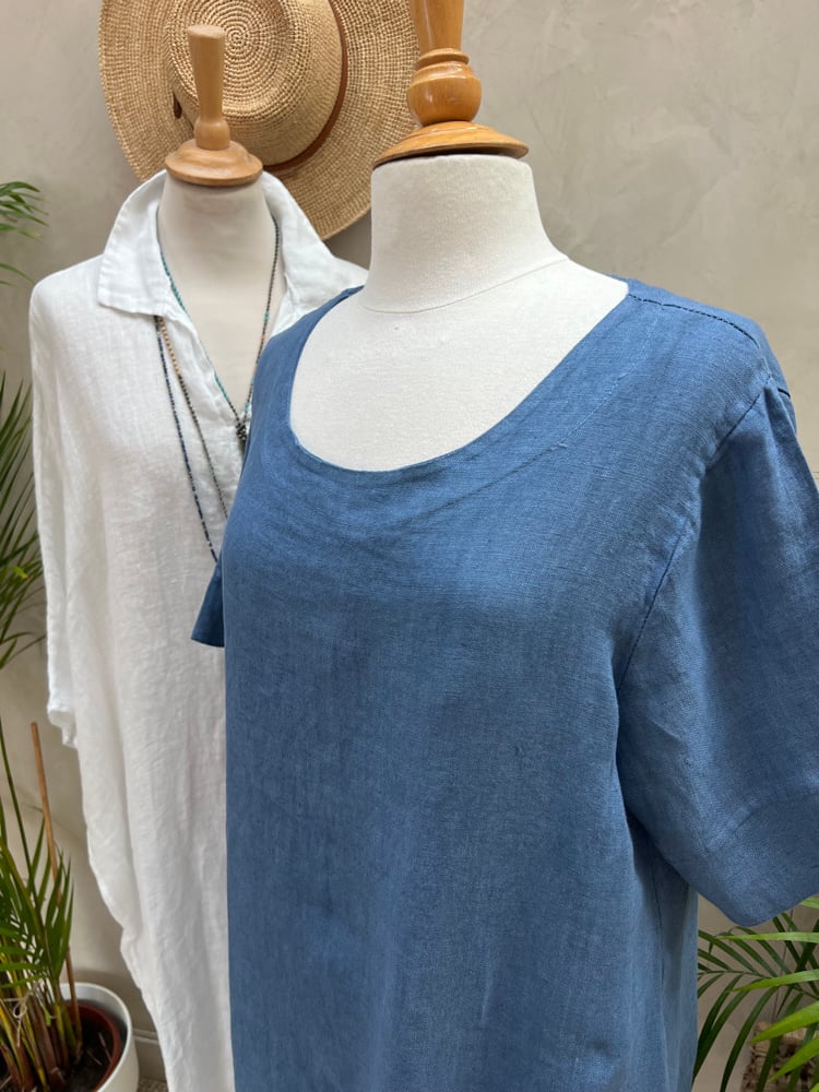 Image of Robe En Lin Gaïa II Bleu Orage