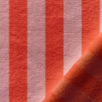 Image 1 of Tissu micro éponge Bambou à rayures - Rose et orange