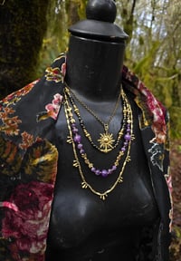 Image 3 of Amethyst Sun Charm 4 teir necklace 