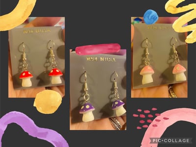 Image of Spotted Mushie Earrings 