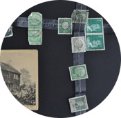 Image of vintage postage stamp garland.