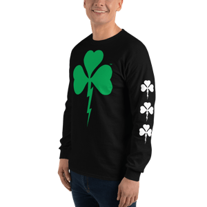 Image of Shamrock Lightning Bolt Black Long Sleeve Shirt