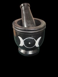 Soapstone pestle and mortar triple moon