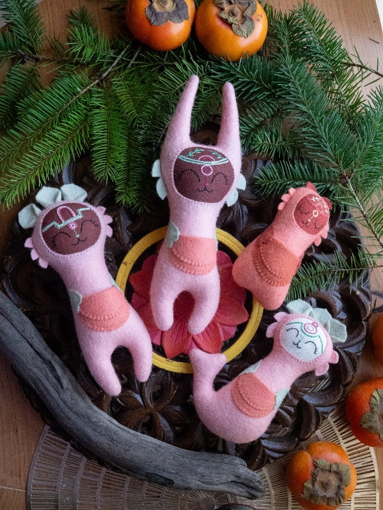 Image of Pink and Salmon Wool Felt Space Friends