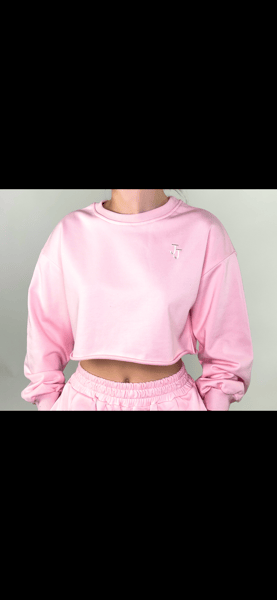Image of OVERSIZED PINK JJ CROPPED SWEATER