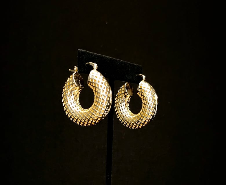 Image of Gold Round Pierced Earrings 