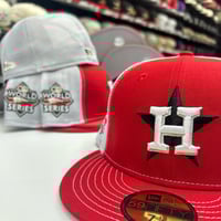 Image 1 of New Era 59Fifty Scarlet White Trucker 