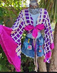 Image 1 of Stevie sari top-upto size 8-12 pink purple