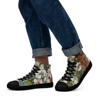 Image 2 of Colorful Botanical Plants Art Nouveau Men’s High Top Canvas Shoes