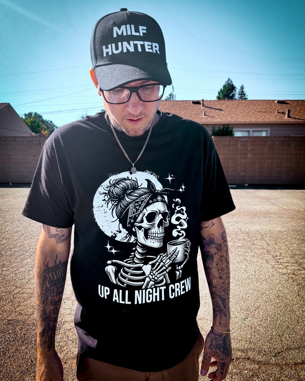 Image of UP ALL NIGHT CREW , B&W T-SHIRT 