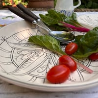 Image 2 of Round Serving Dish, Mishima Inlay