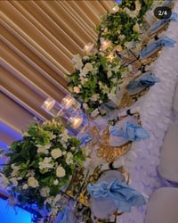 Image 3 of 40 cm Green and white flower balls 